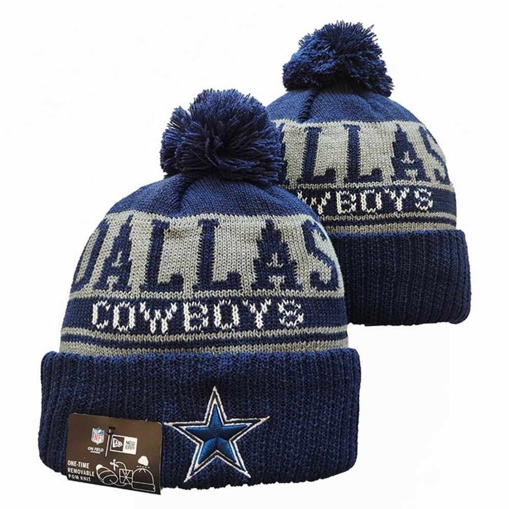 Dallas Cowboys New Era NFL Beanie On Field Knit Cap Unisex Removable Pom OSFA